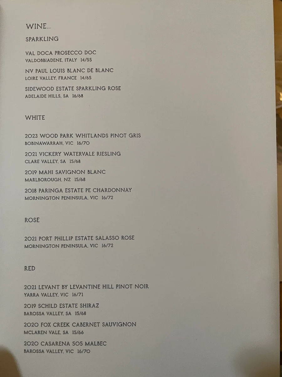 Menu, Higher Ground
