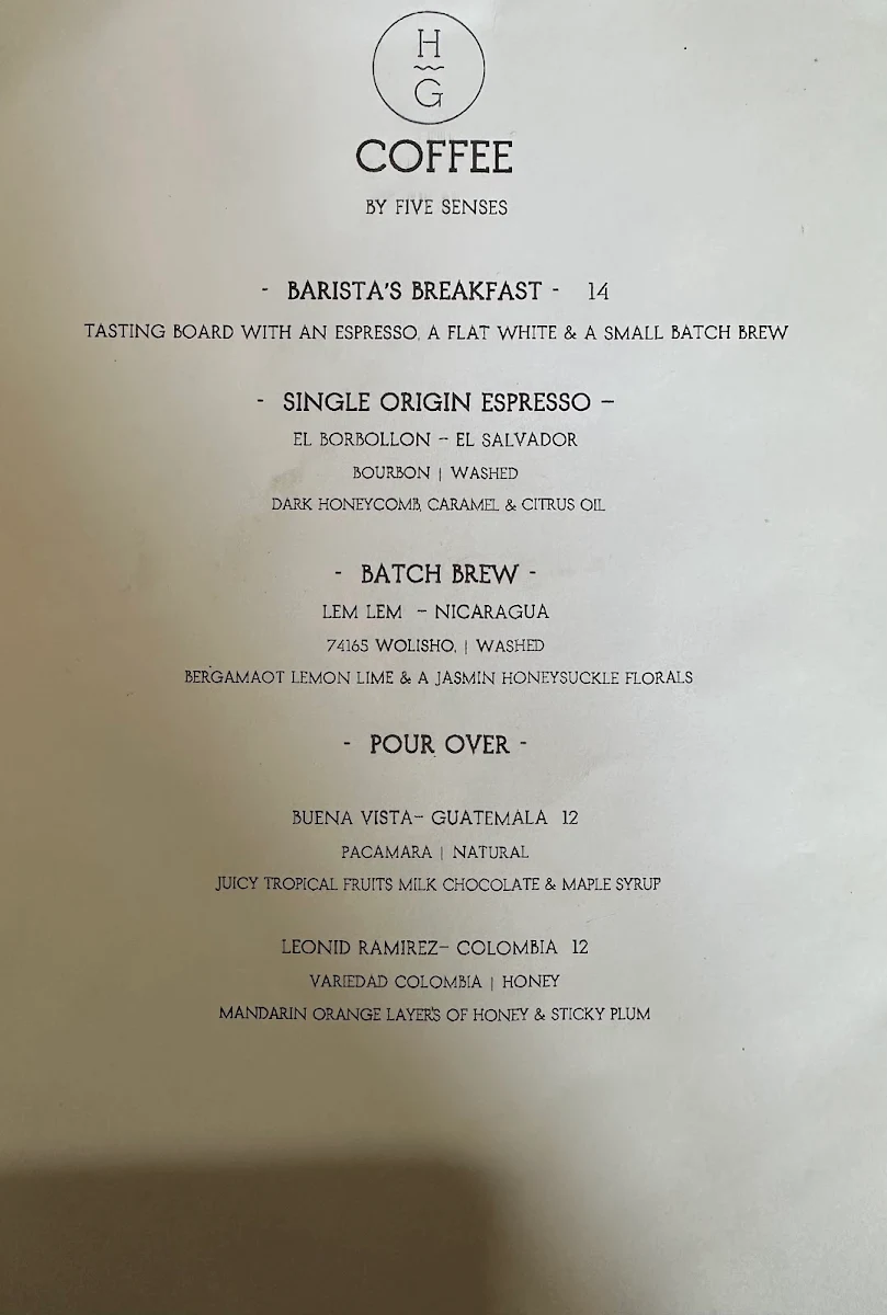 Menu, Higher Ground