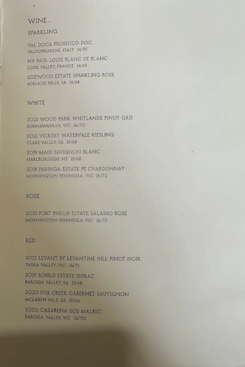 Menu, Higher Ground
