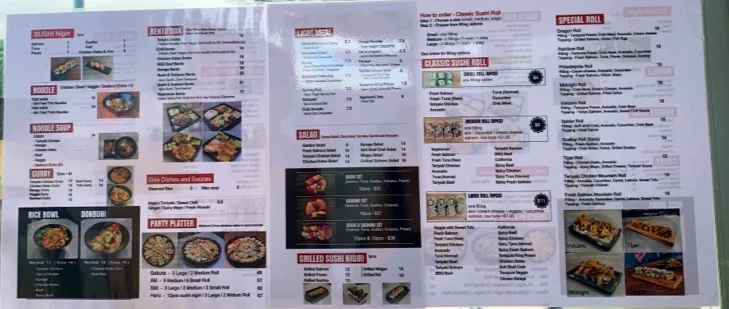 Menu, OYA SUSHI