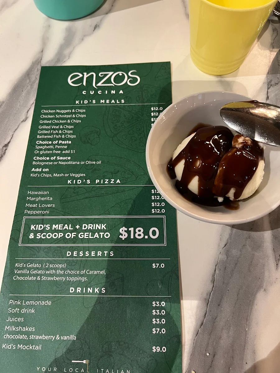Menu, Enzos Cucina Surfers Paradise