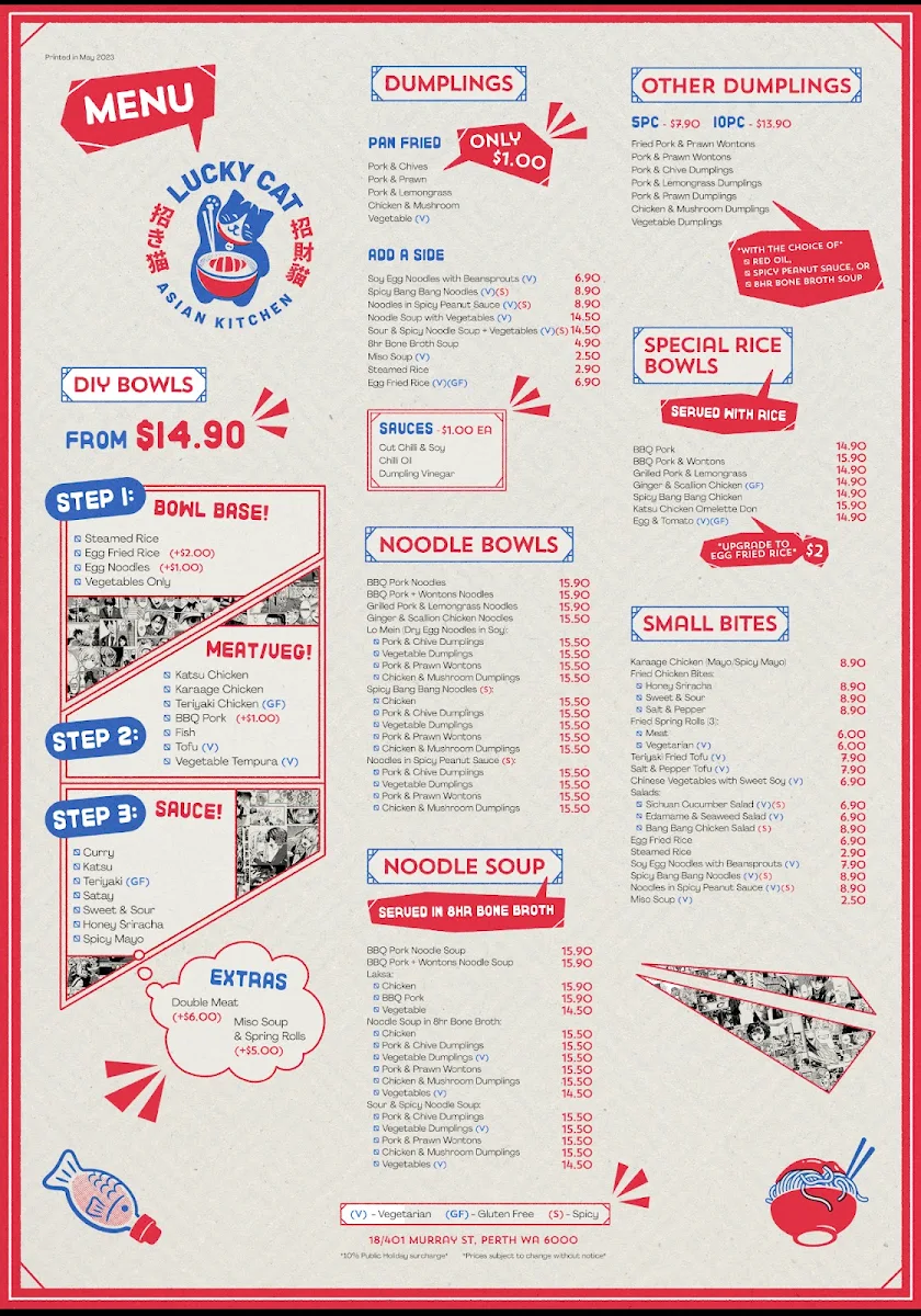 Menu, Lucky Cat Asian Kitchen