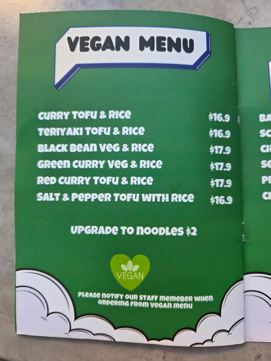 Menu, Lucky Cat Asian Kitchen