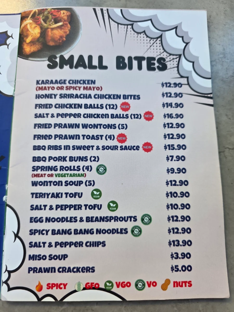 Menu, Lucky Cat Asian Kitchen
