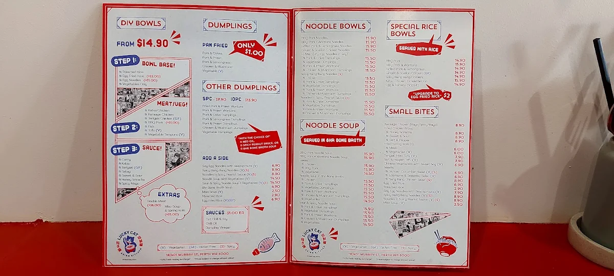 Menu, Lucky Cat Asian Kitchen