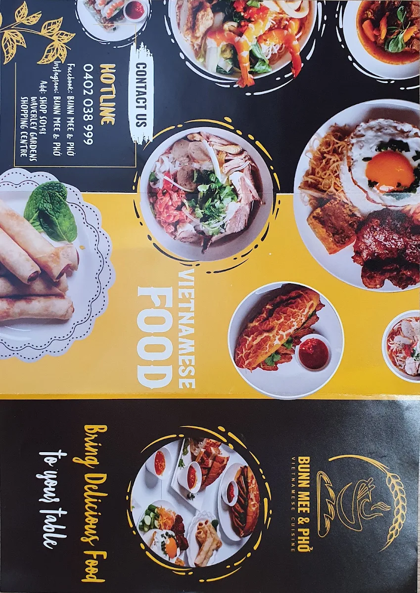 Menu, Bunn Mee & Pho Waverley Gardens Shopping Centre