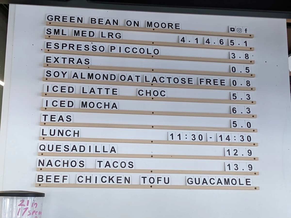 Menu, Green Bean on Moore