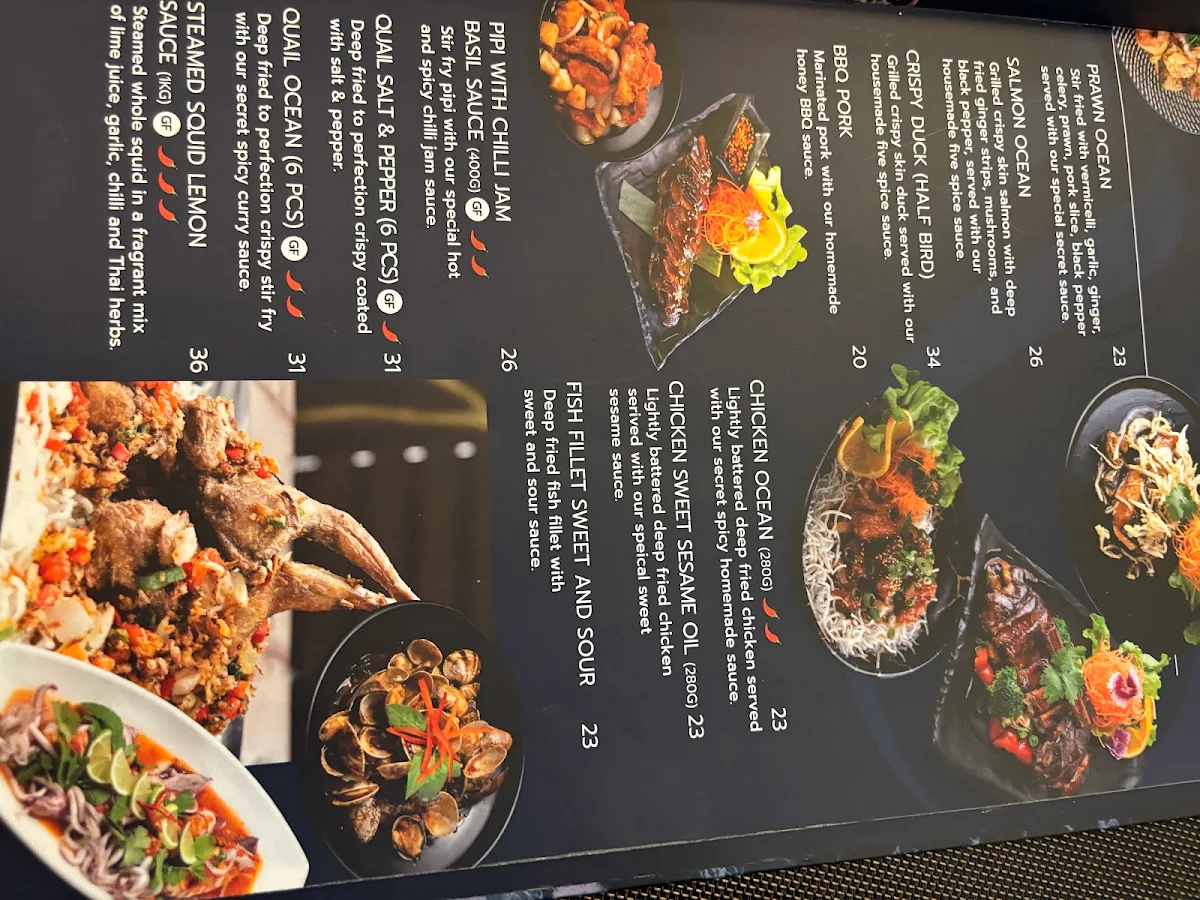 Menu, Ocean Thai