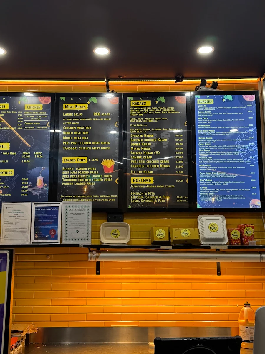 Menu, JOHNY’S KEBAB BURGER & GRILL