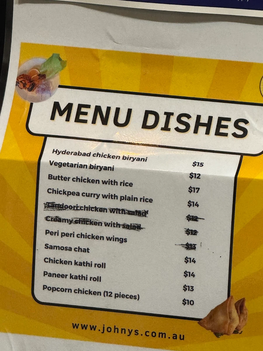 Menu, JOHNY’S KEBAB BURGER & GRILL