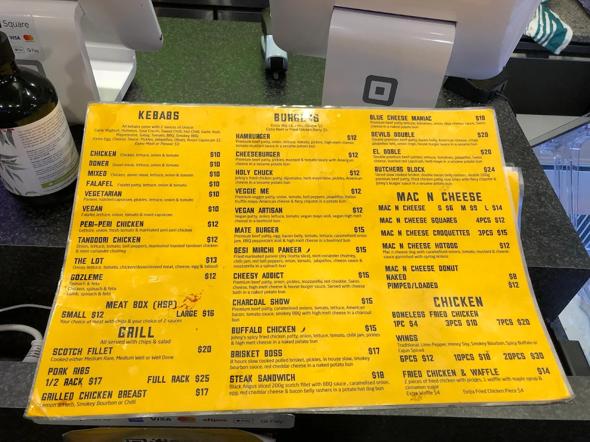 Menu, JOHNY’S KEBAB BURGER & GRILL