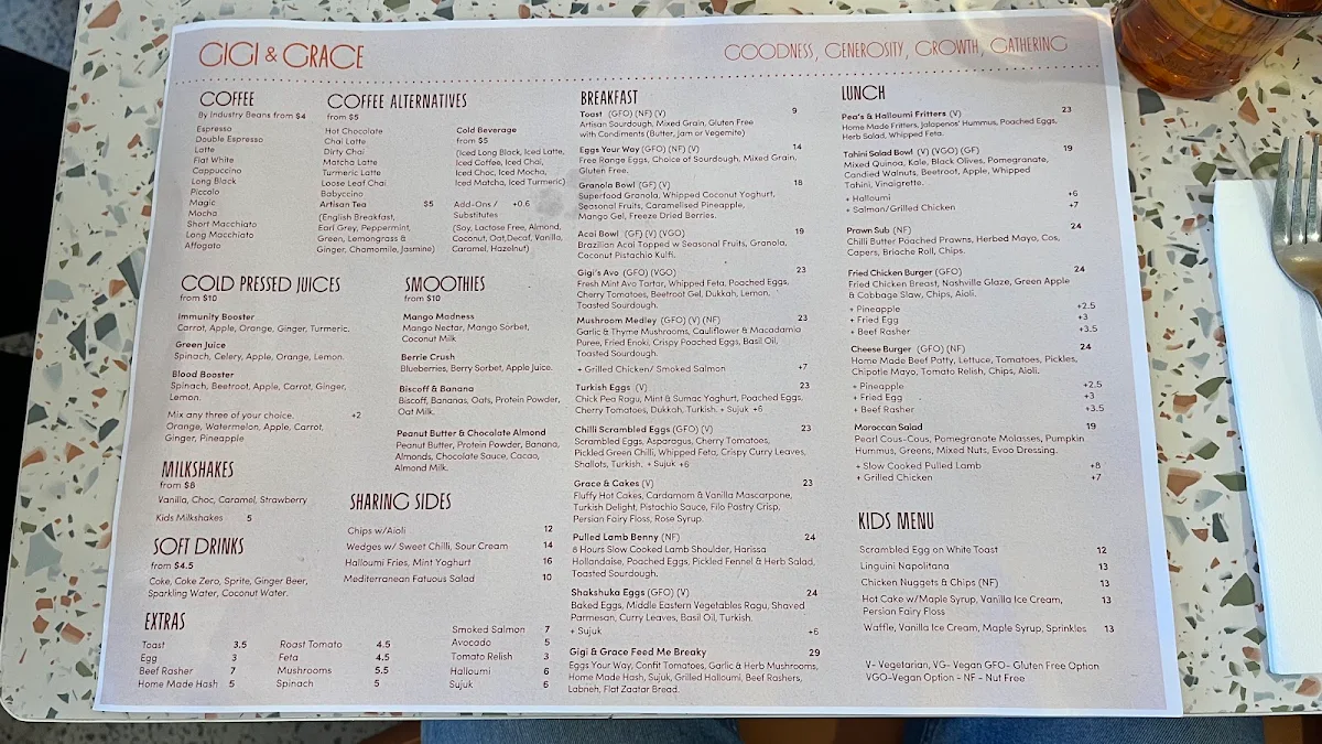 Menu, Gigi & Grace