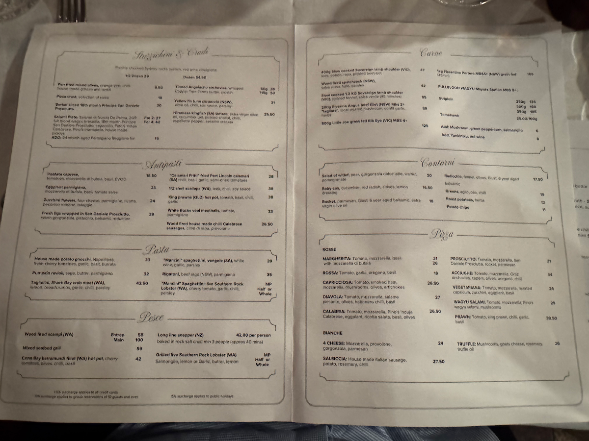 Menu, Grappa Ristorante e Bar