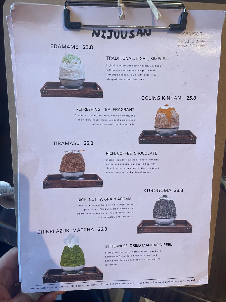 Menu, NIJUUSAN