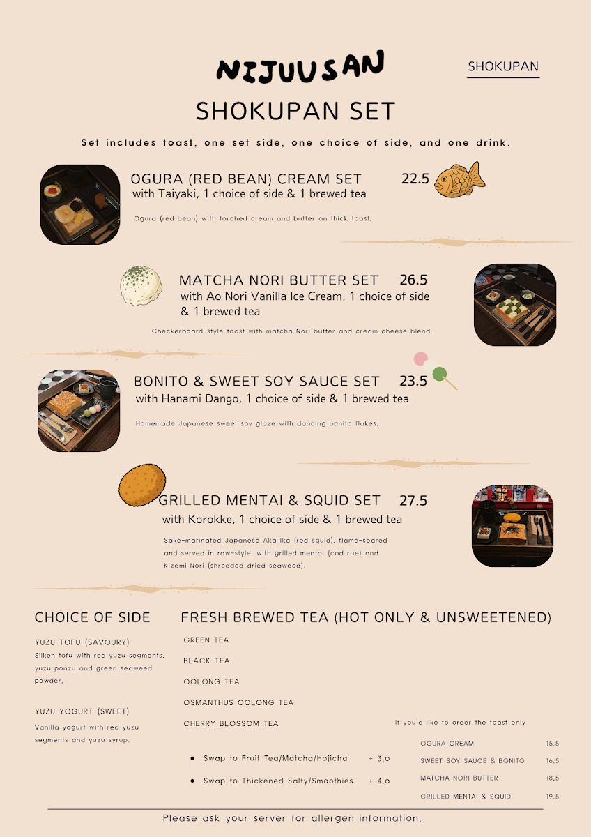 Menu, NIJUUSAN