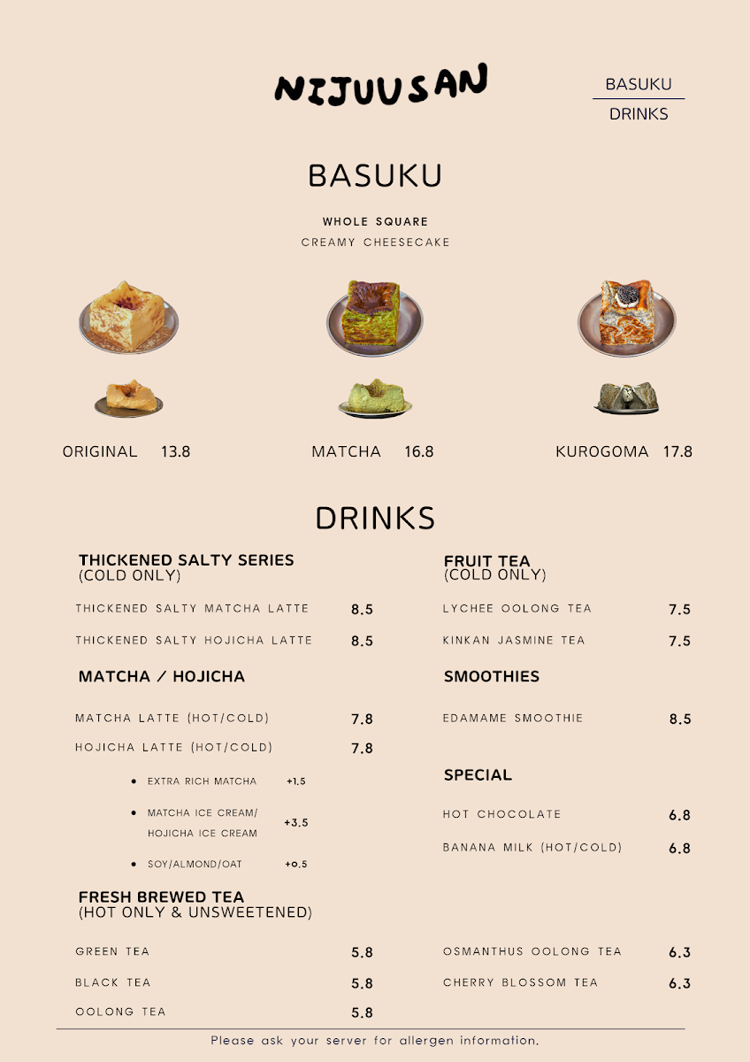 Menu, NIJUUSAN