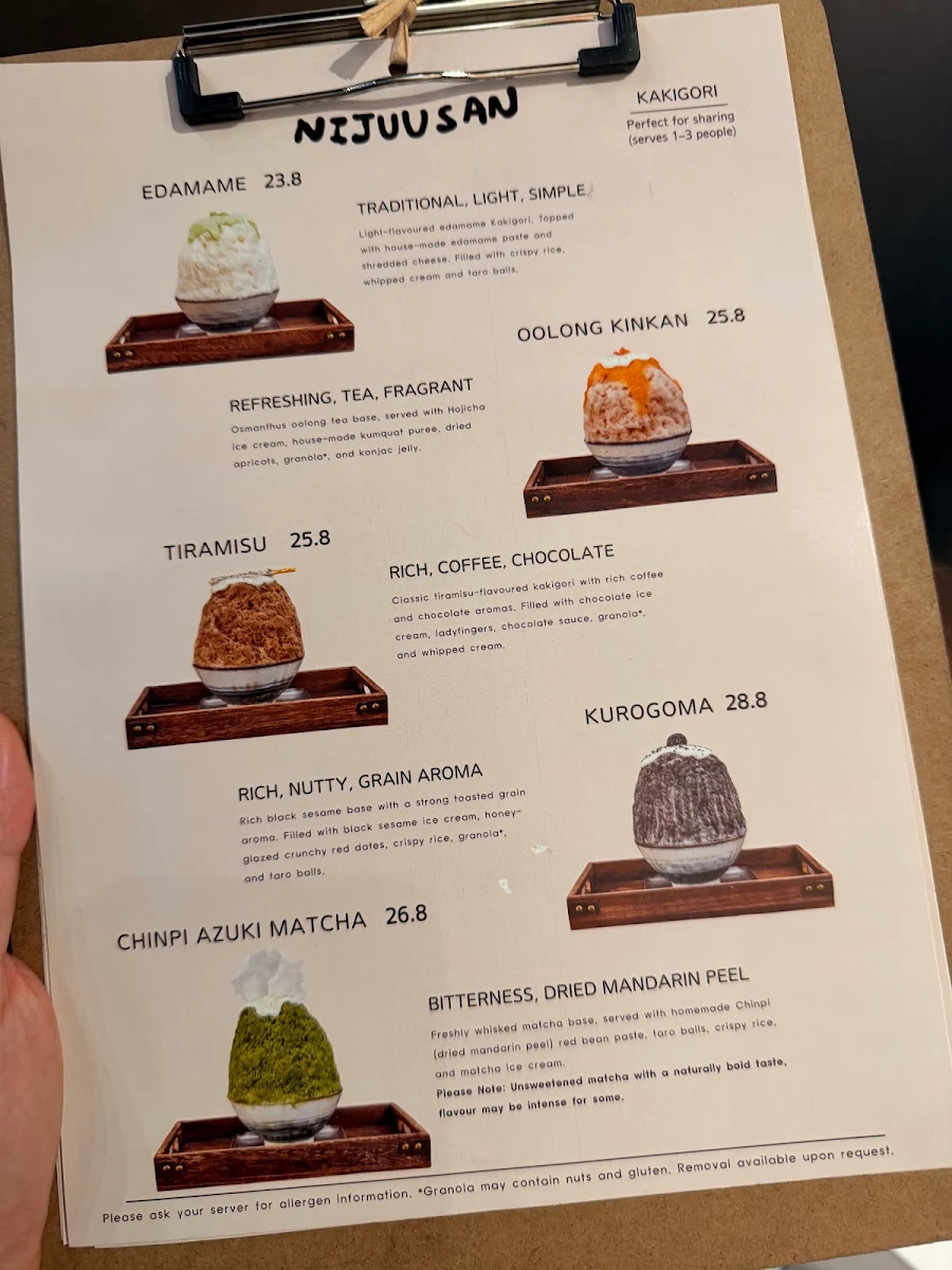 Menu, NIJUUSAN