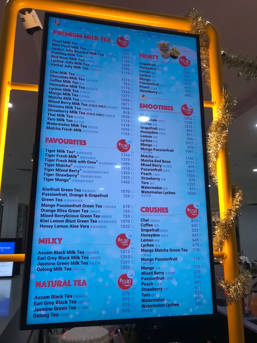 Menu, Sharetea Tuggeranong