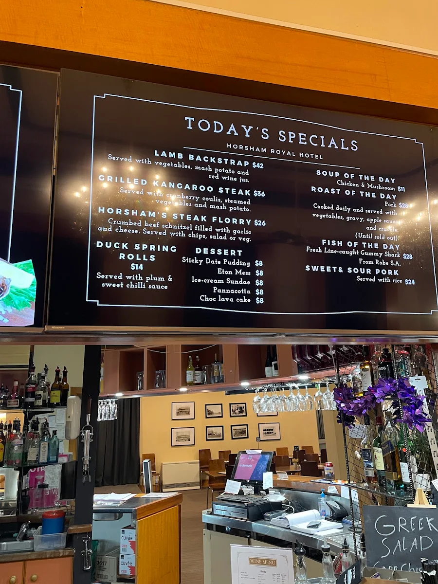 Menu, Royal Hotel