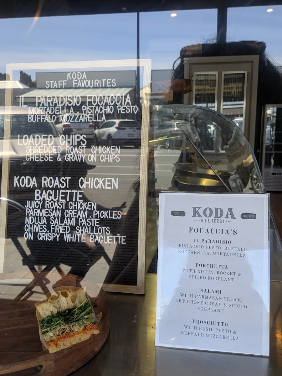 Menu, Koda Deli & Rotisserie