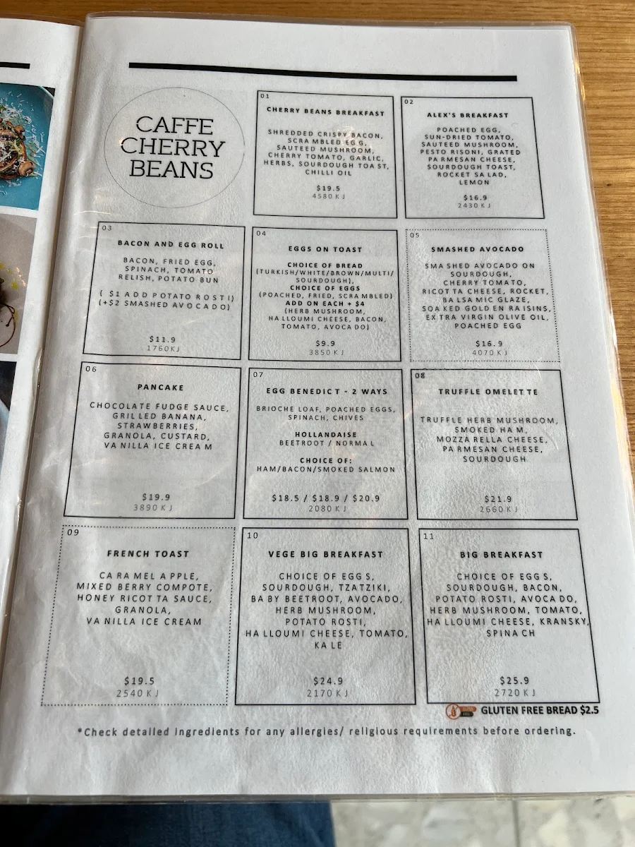 Menu, Caffe Cherry Beans - Civic