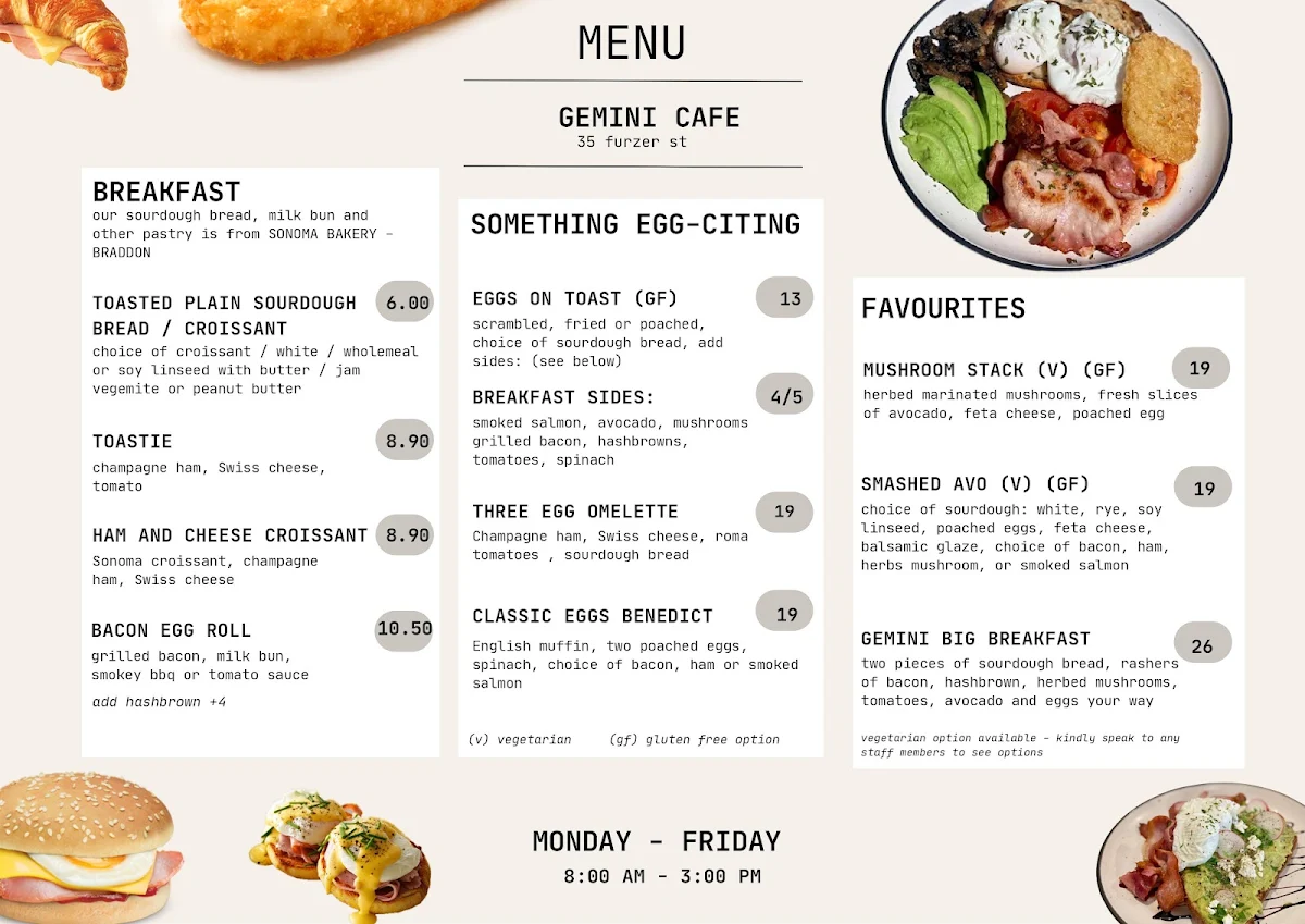 Menu, Gemini