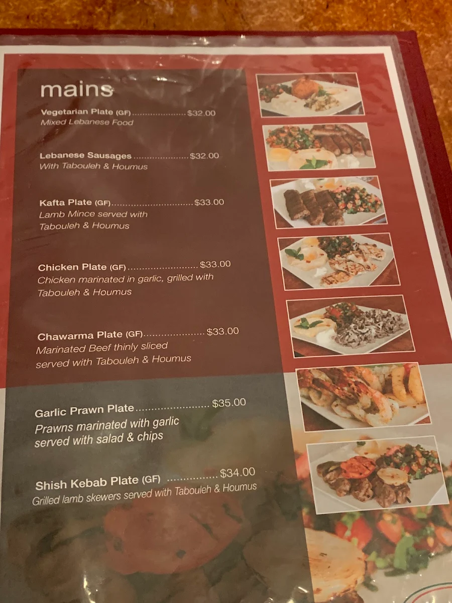Menu, Maalouf's Restaurant