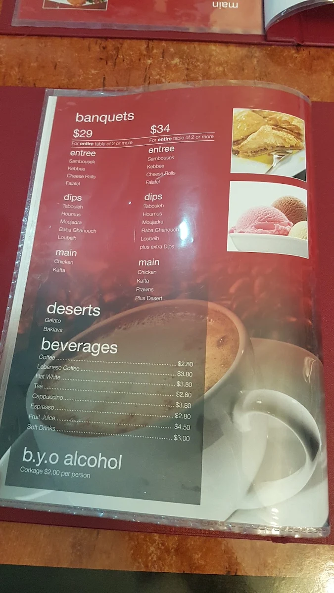 Menu, Maalouf's Restaurant