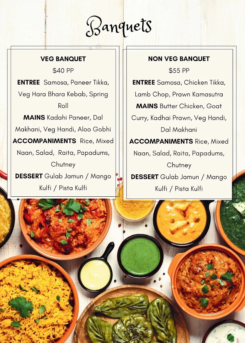 Menu, 2 Fat Indians