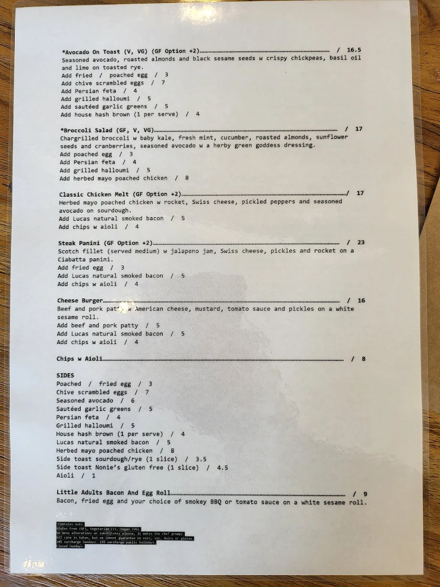 Menu, The Borrowed Table