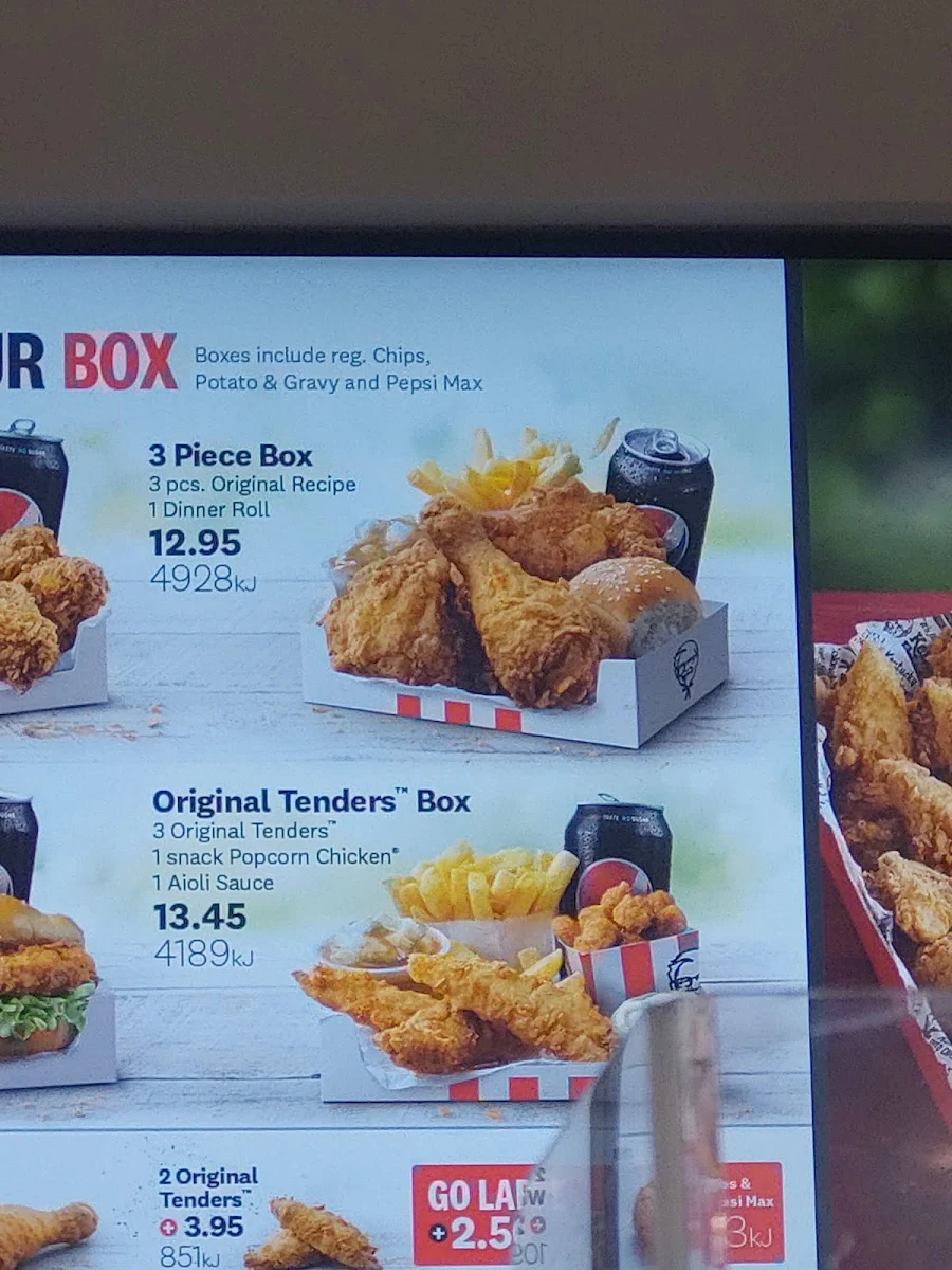 Menu, KFC Hindley Street