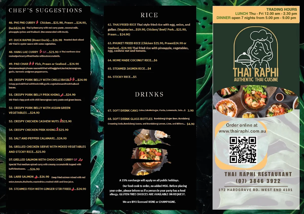 Menu, Thai Raphi