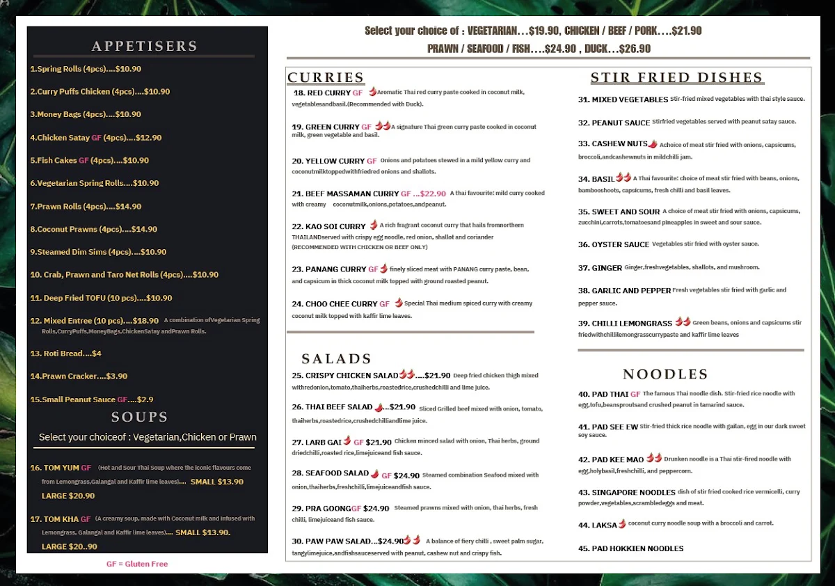 Menu, Thai Raphi