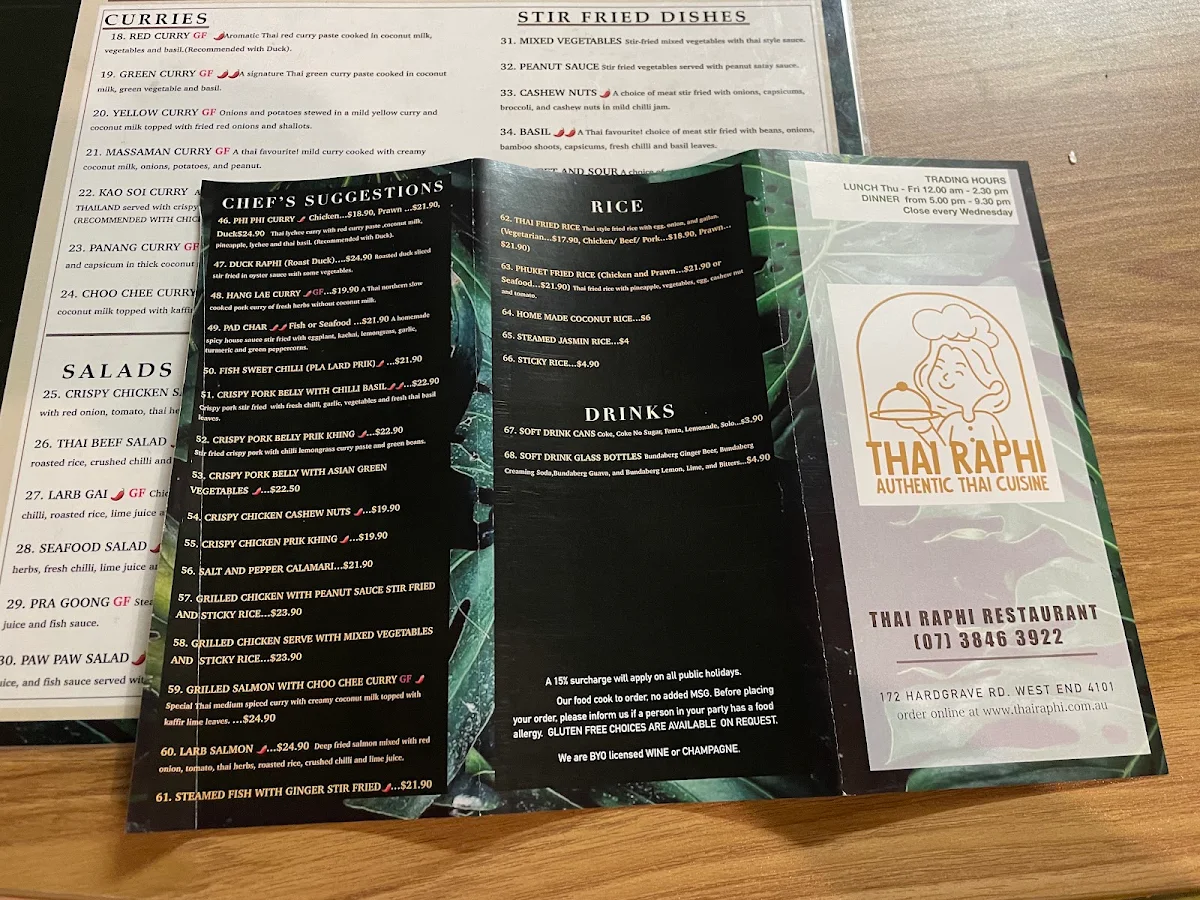 Menu, Thai Raphi