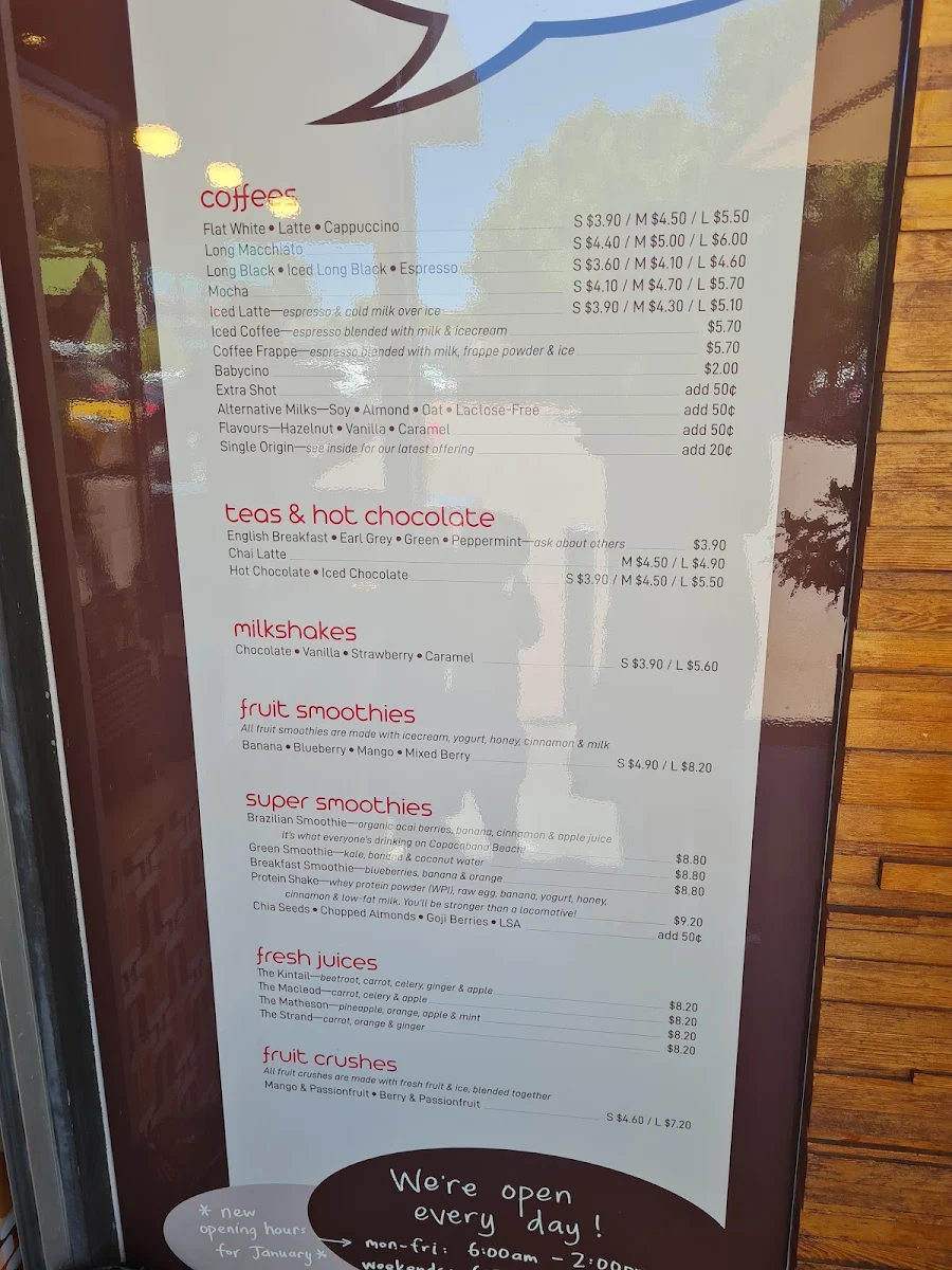 Menu, Rhubarb Cafe