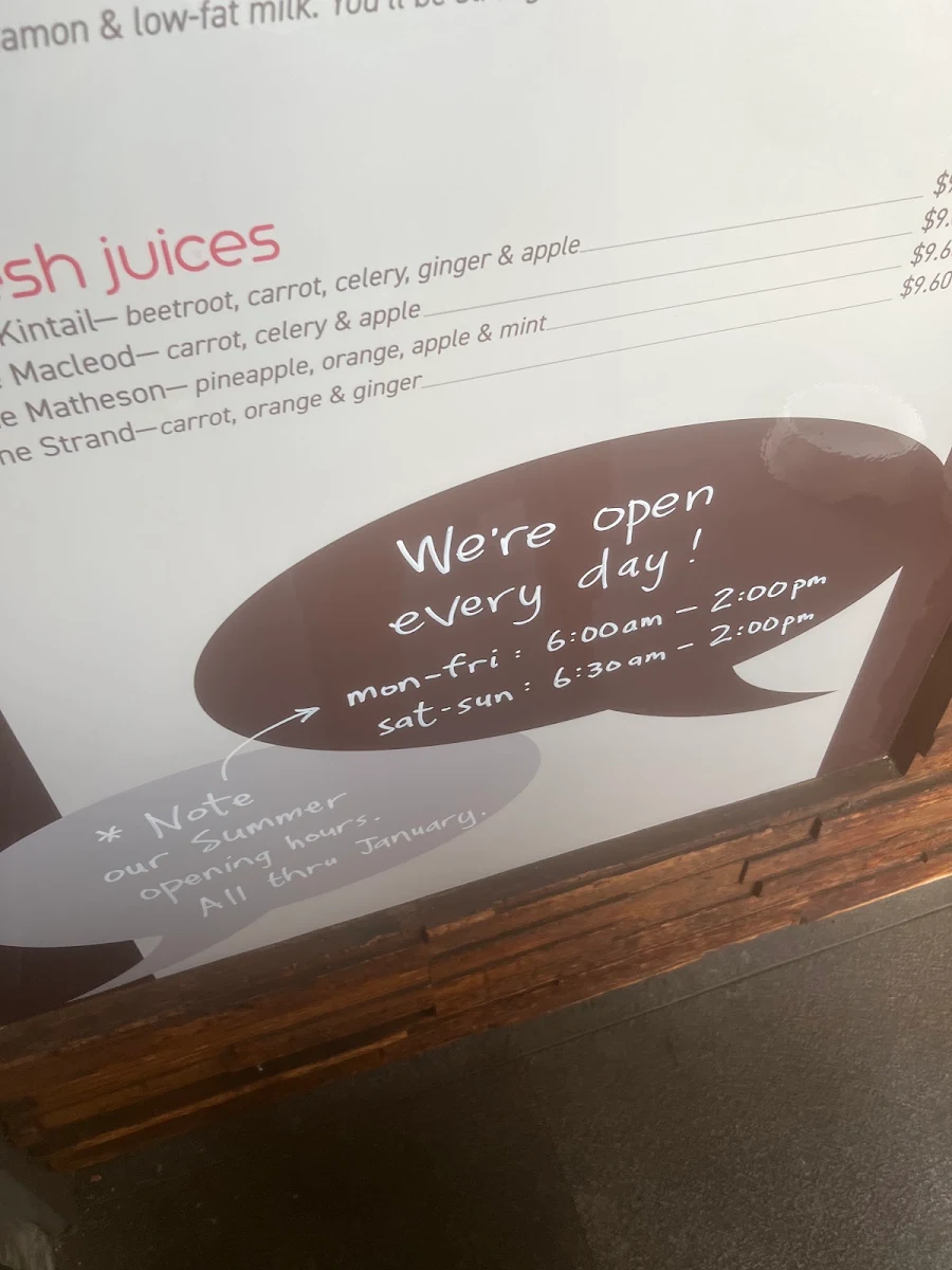 Menu, Rhubarb Cafe