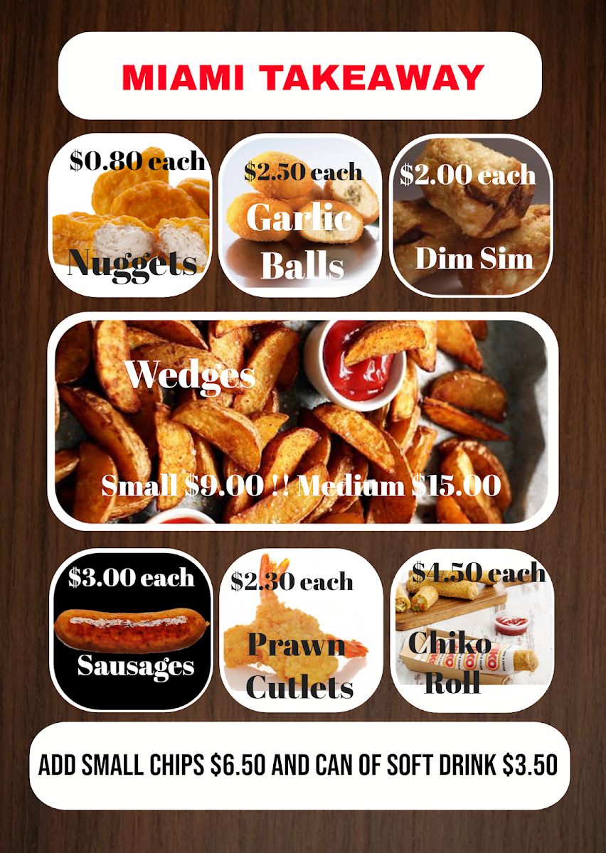 Menu, Miami Takeaway