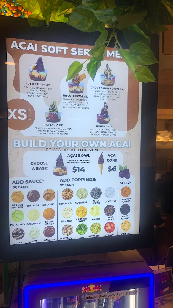 Menu, XS Espresso Chullora