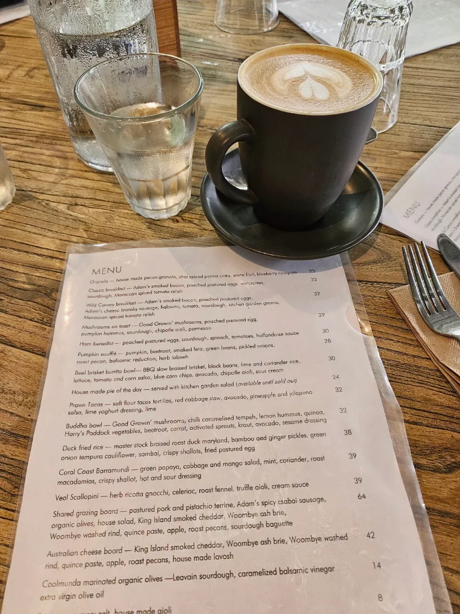 Menu, Wild Canary Bistro