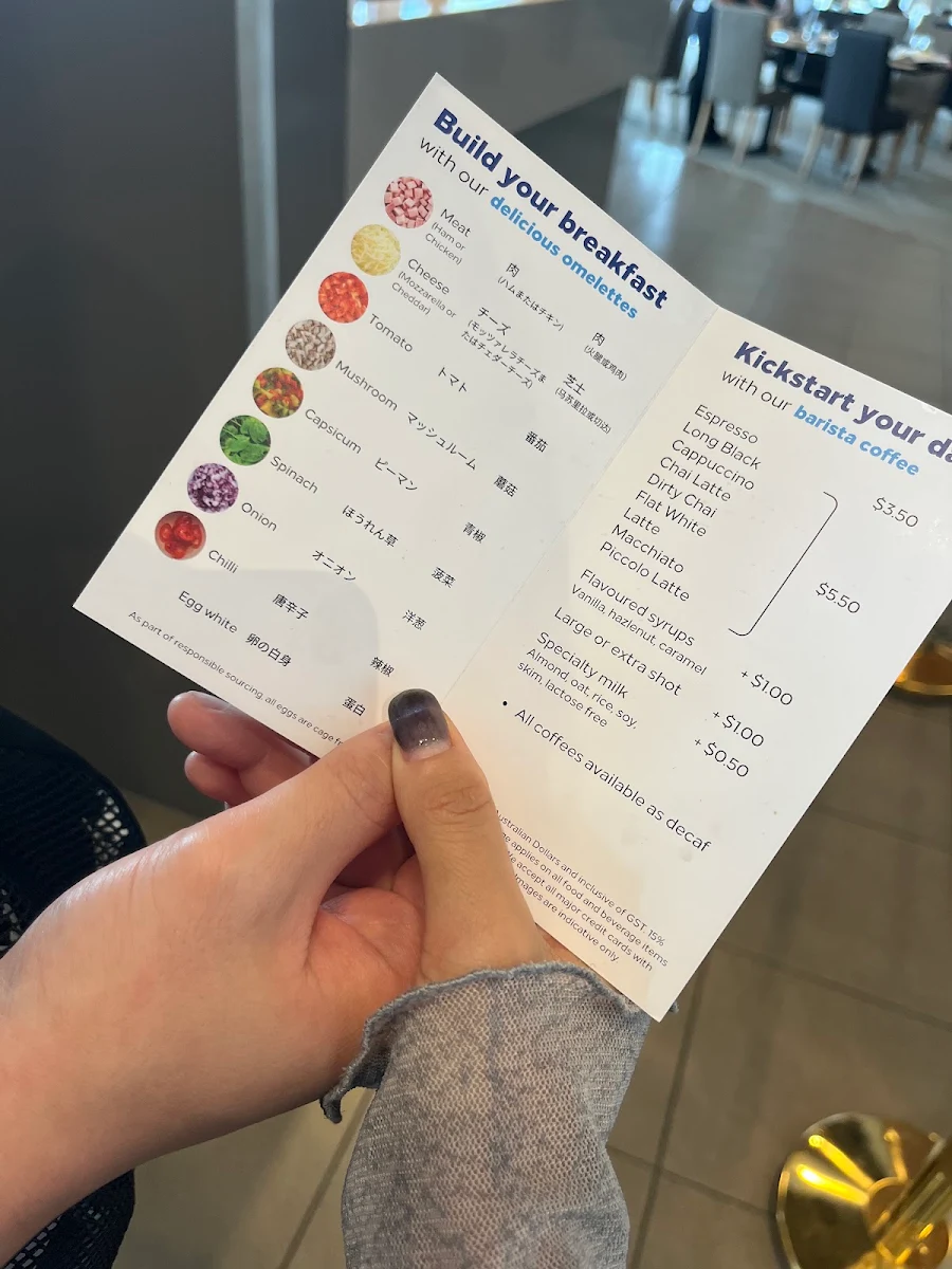 Menu, Cafe Sunrise