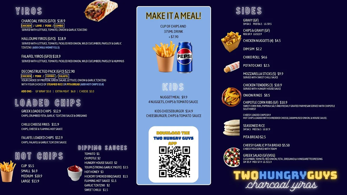 Menu, Two Hungry Guys - Charcoal Yiros