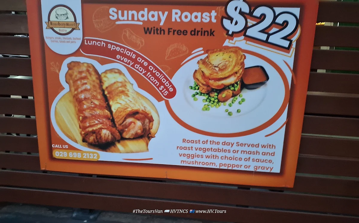 Menu, Rosebery Hotel