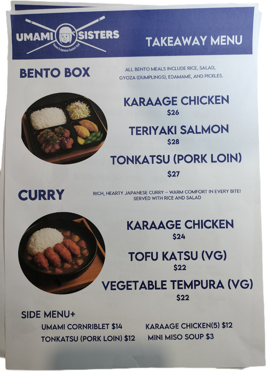 Menu, Umami Sisters