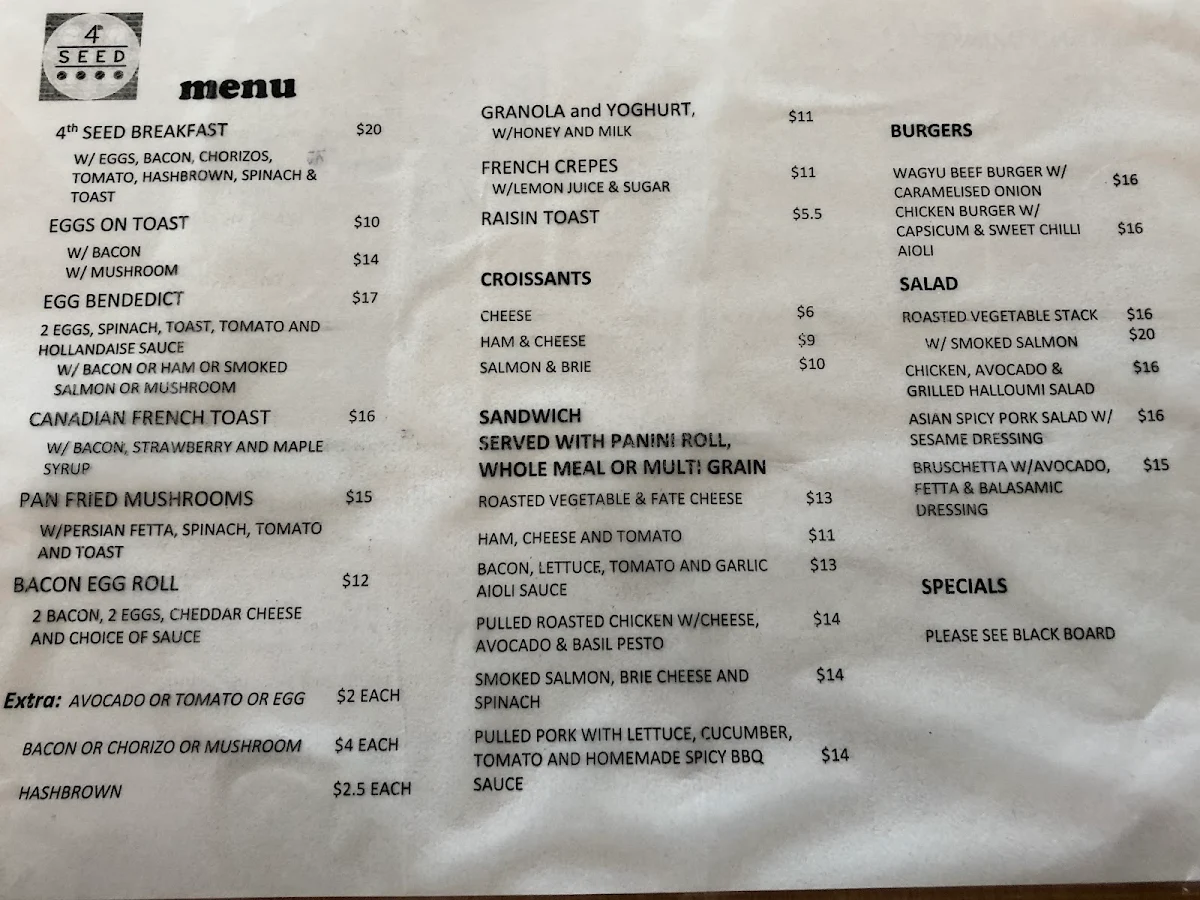 Menu, 4th Seed