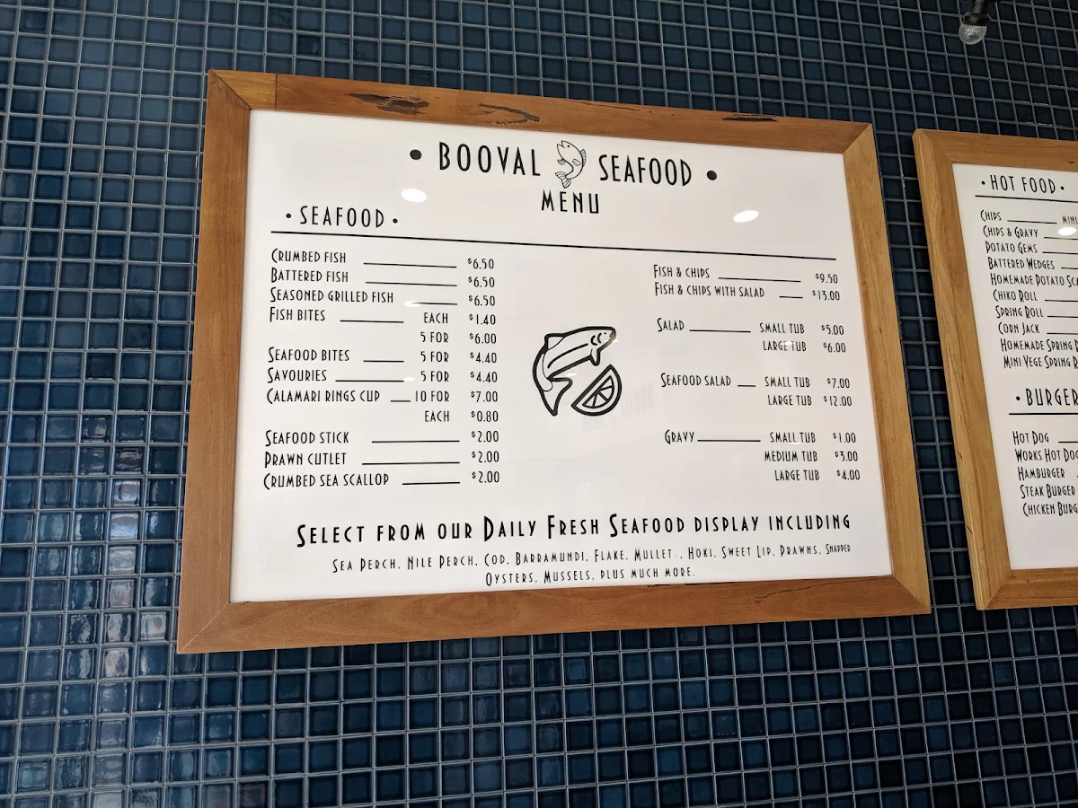 Menu, Booval Seafood