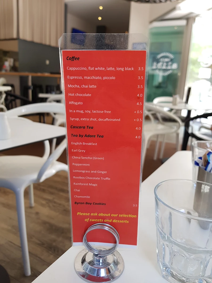 Menu, Cafe Alibi