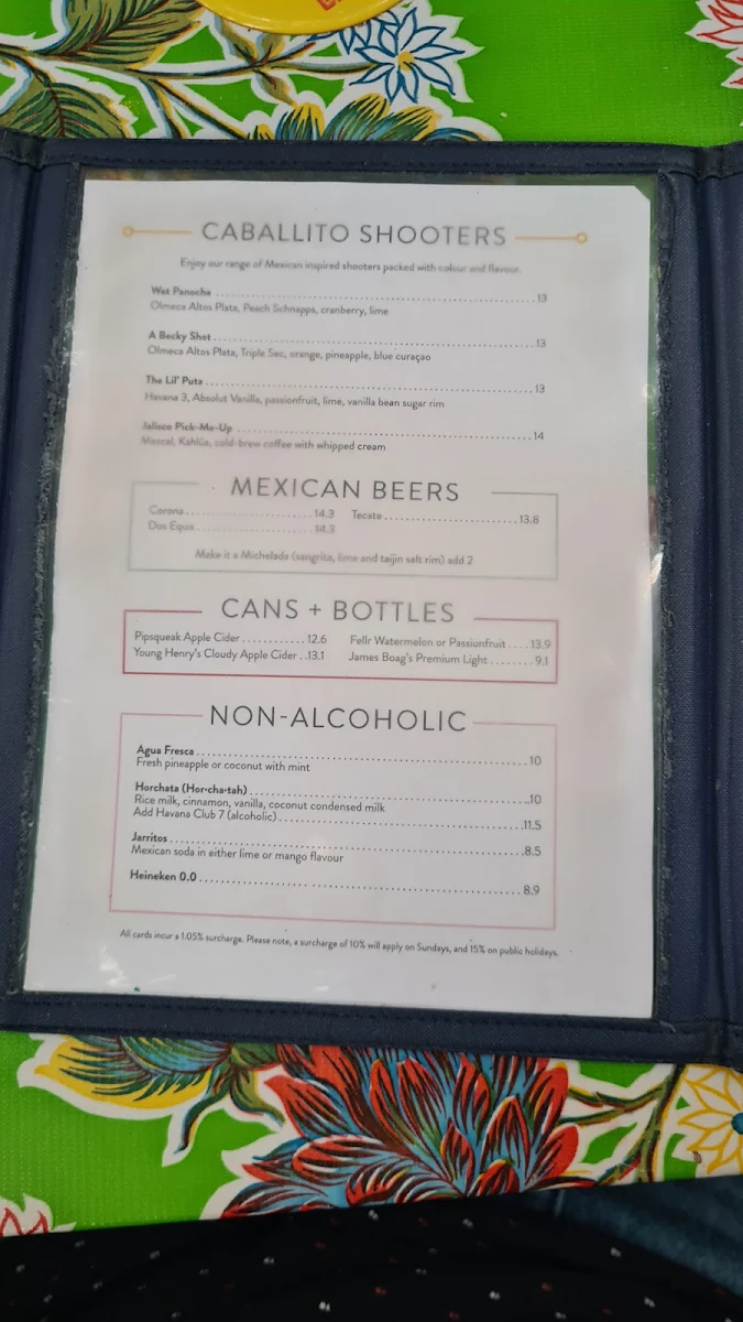 Menu, El Loco at Excelsior