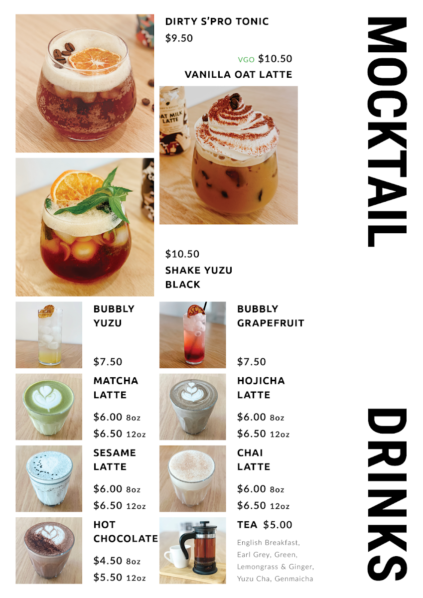 Menu, Hop Café