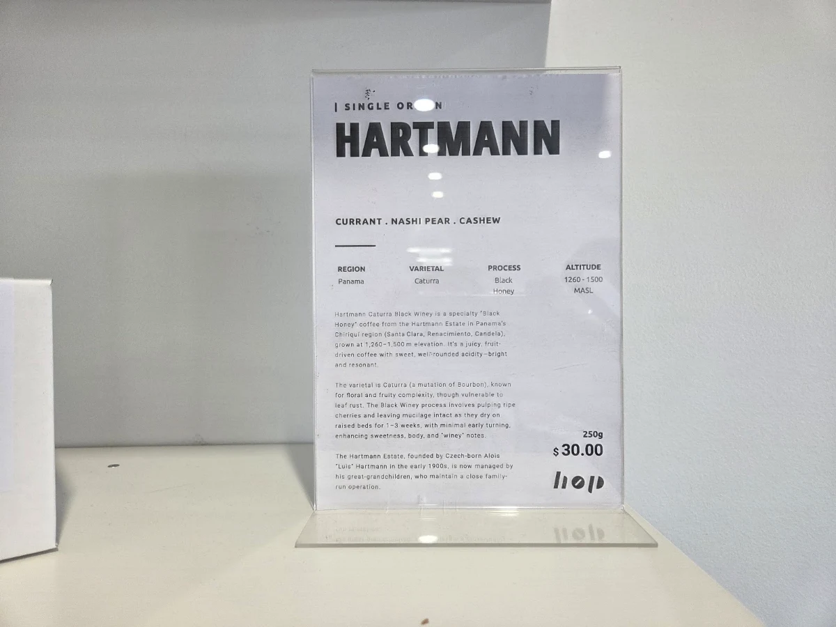 Menu, Hop Café