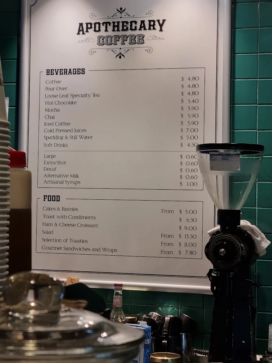 Menu, Apothecary Coffee Chatswood
